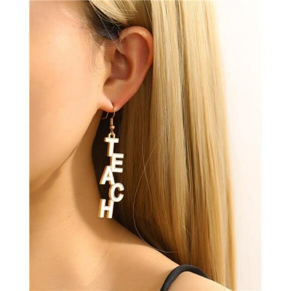 Colorful Teacher Earrings Pencil Apple Drop Dangle Back To School Gift Jewelry - Picture 6 of 8